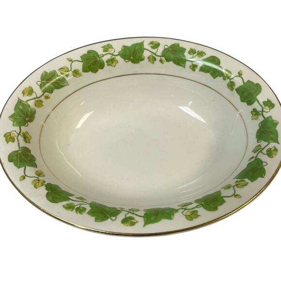 Vintage Pope Gosser China Made in USA American Ivy Leaf Gold Oval Serving Bowl - Picture 1 of 5